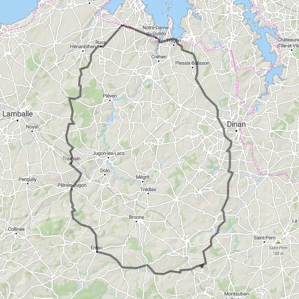 Map miniature of "The Grandfather's View" cycling inspiration in Bretagne, France. Generated by Tarmacs.app cycling route planner