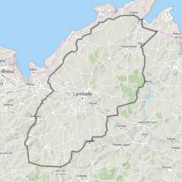 Map miniature of "Coastal Charm and Countryside Wonders" cycling inspiration in Bretagne, France. Generated by Tarmacs.app cycling route planner