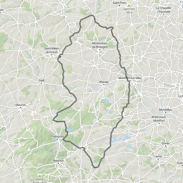Miniature de la carte de l'inspiration cycliste "Le tour du lac" dans la Bretagne, France. Générée par le planificateur d'itinéraire cycliste Tarmacs.app