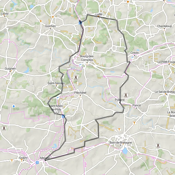 Map miniature of "Quaint Countryside Ride" cycling inspiration in Bretagne, France. Generated by Tarmacs.app cycling route planner