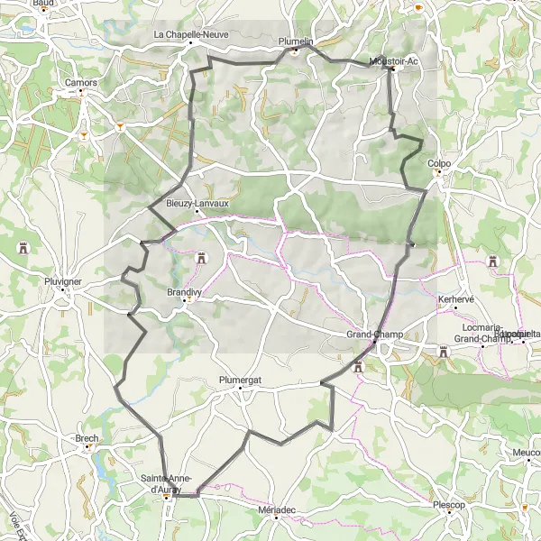 Map miniature of "Grand-Champ Loop" cycling inspiration in Bretagne, France. Generated by Tarmacs.app cycling route planner