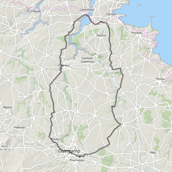 Map miniature of "Paimpol Cycling Route" cycling inspiration in Bretagne, France. Generated by Tarmacs.app cycling route planner