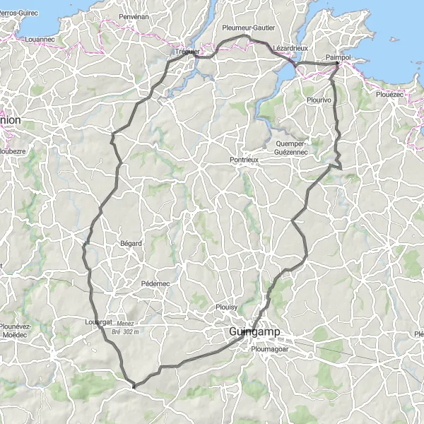 Map miniature of "Scenic Countryside Ride" cycling inspiration in Bretagne, France. Generated by Tarmacs.app cycling route planner