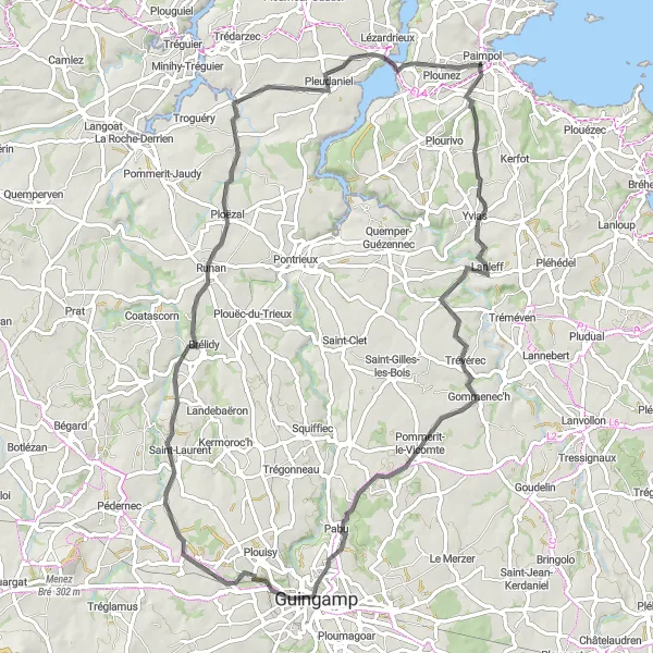 Map miniature of "Nature and History Cycling Route" cycling inspiration in Bretagne, France. Generated by Tarmacs.app cycling route planner