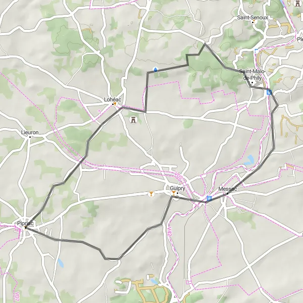 Miniature de la carte de l'inspiration cycliste "La Route des Châteaux" dans la Bretagne, France. Générée par le planificateur d'itinéraire cycliste Tarmacs.app