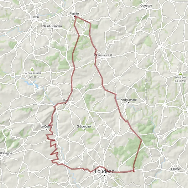 Map miniature of "Scenic Gravel Journey" cycling inspiration in Bretagne, France. Generated by Tarmacs.app cycling route planner