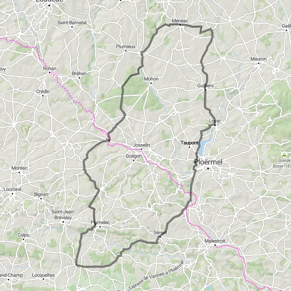 Map miniature of "The Historic Route" cycling inspiration in Bretagne, France. Generated by Tarmacs.app cycling route planner