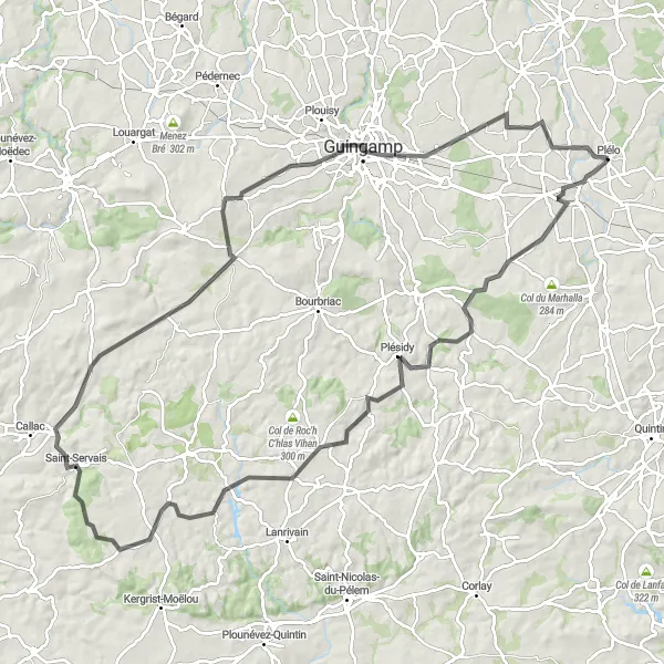 Map miniature of "Scenic Quintin Loop" cycling inspiration in Bretagne, France. Generated by Tarmacs.app cycling route planner