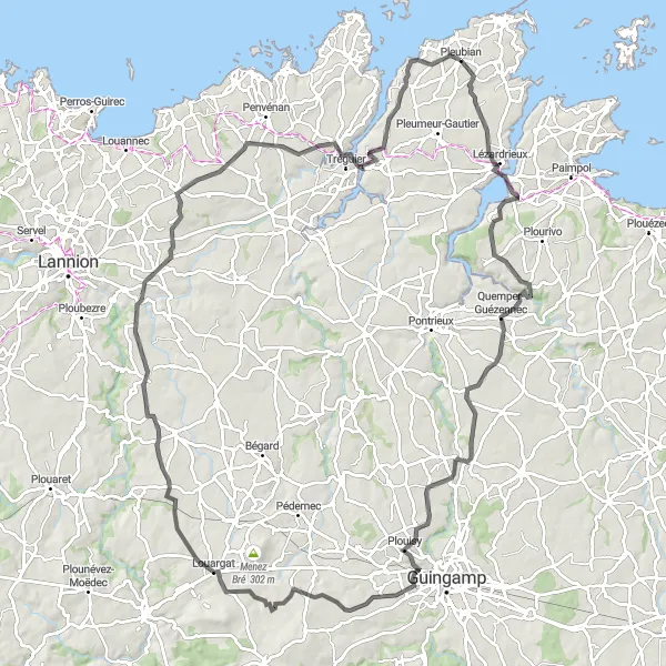 Map miniature of "The Heart of Bretagne" cycling inspiration in Bretagne, France. Generated by Tarmacs.app cycling route planner