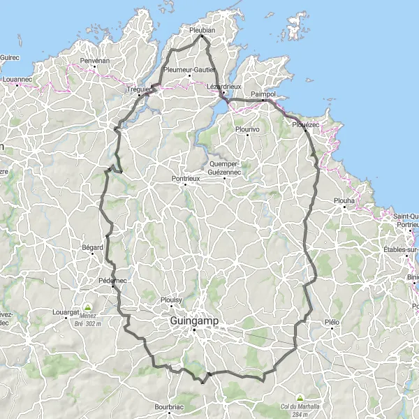 Map miniature of "The Ultimate Challenge" cycling inspiration in Bretagne, France. Generated by Tarmacs.app cycling route planner