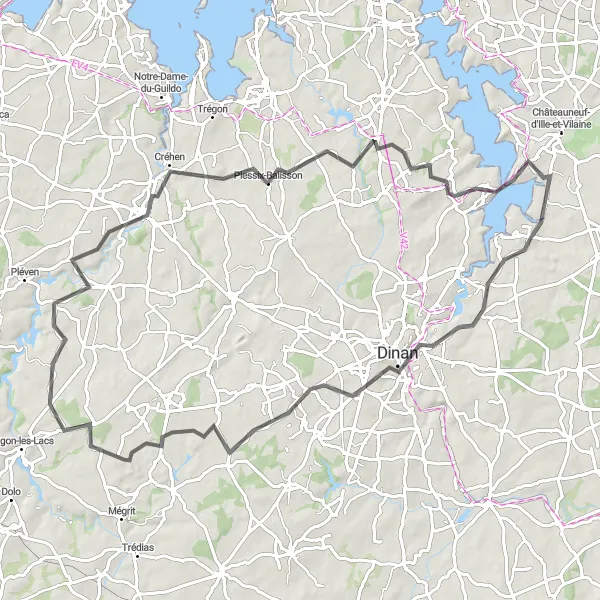 Map miniature of "Rance Belvédère" cycling inspiration in Bretagne, France. Generated by Tarmacs.app cycling route planner