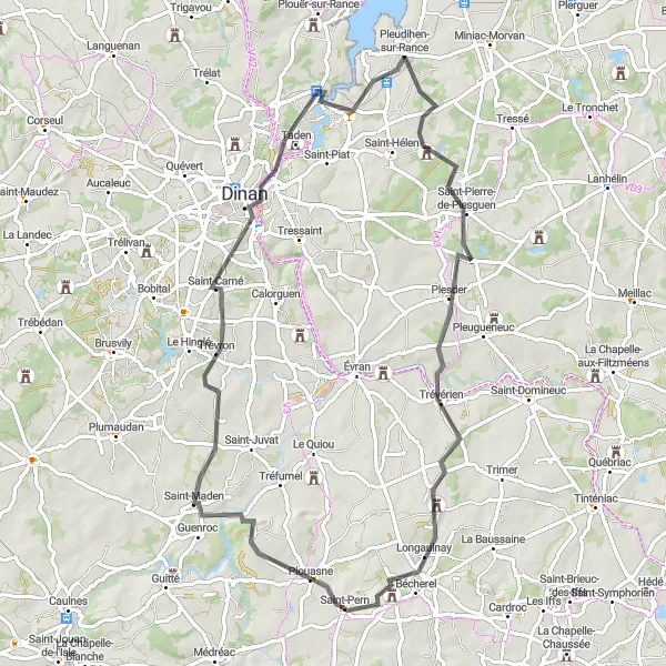 Map miniature of "Rance Countryside Adventure" cycling inspiration in Bretagne, France. Generated by Tarmacs.app cycling route planner