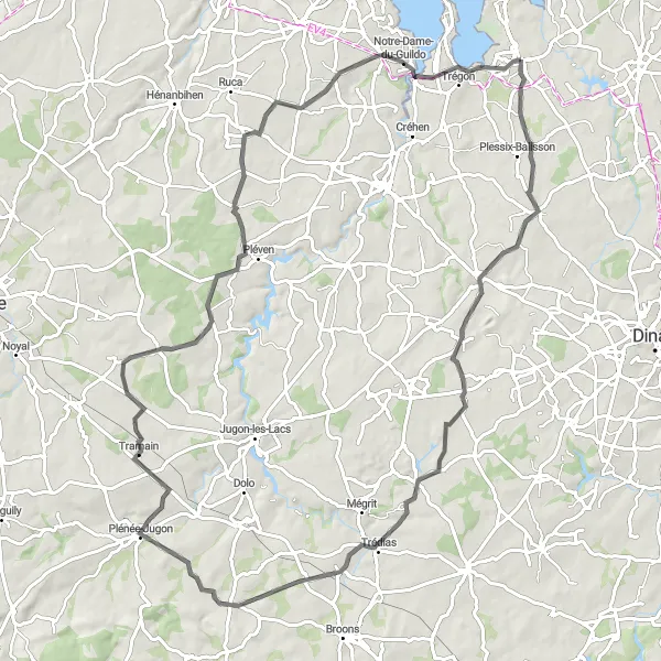 Map miniature of "Road route from Ploubalay to La vue de grand-père" cycling inspiration in Bretagne, France. Generated by Tarmacs.app cycling route planner