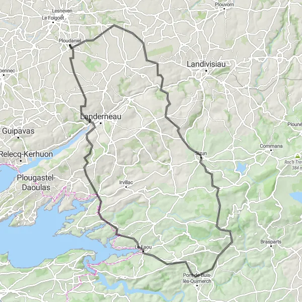 Miniature de la carte de l'inspiration cycliste "Découverte de la campagne bretonne" dans la Bretagne, France. Générée par le planificateur d'itinéraire cycliste Tarmacs.app