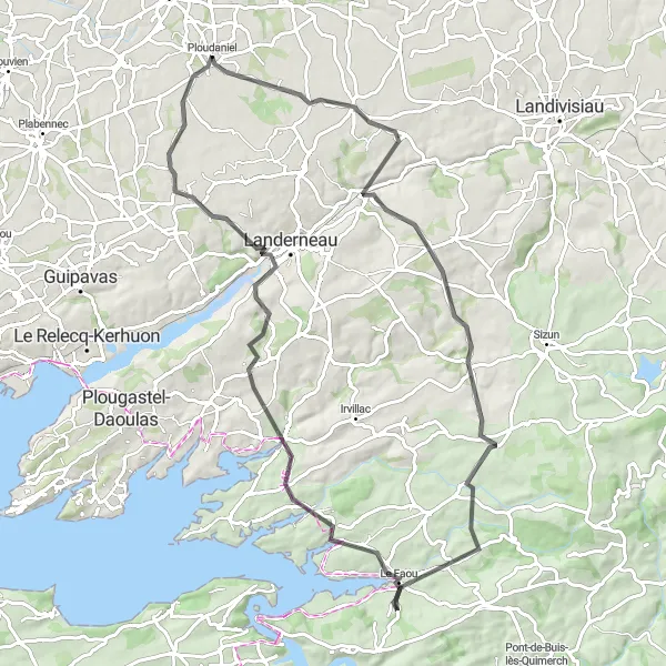 Miniature de la carte de l'inspiration cycliste "Tour des villages bretons" dans la Bretagne, France. Générée par le planificateur d'itinéraire cycliste Tarmacs.app
