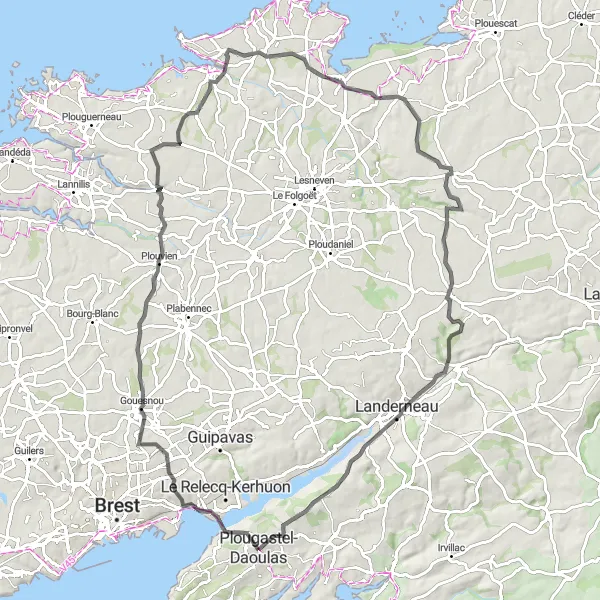 Map miniature of "Nature's Symphony and Historical Wonders" cycling inspiration in Bretagne, France. Generated by Tarmacs.app cycling route planner