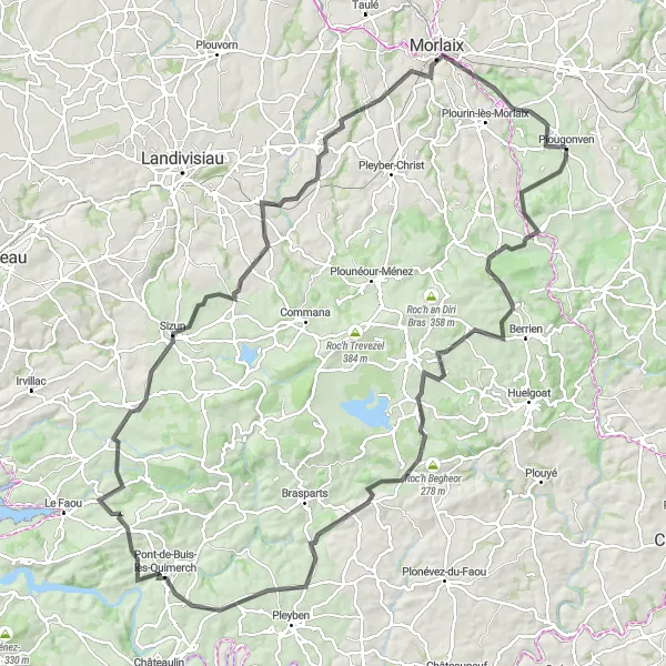 Map miniature of "Road Cycling Route 4" cycling inspiration in Bretagne, France. Generated by Tarmacs.app cycling route planner