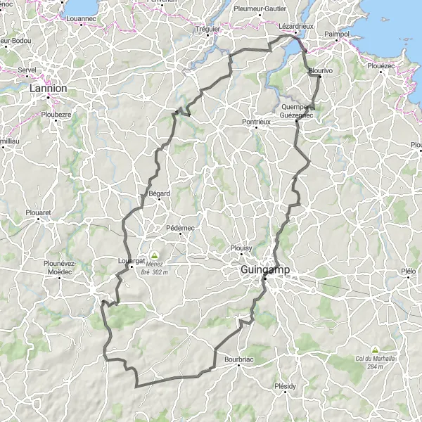 Map miniature of "Château Pierre II Adventure" cycling inspiration in Bretagne, France. Generated by Tarmacs.app cycling route planner