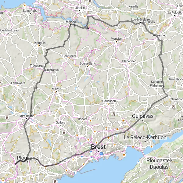 Map miniature of "Cycling through the Countryside" cycling inspiration in Bretagne, France. Generated by Tarmacs.app cycling route planner