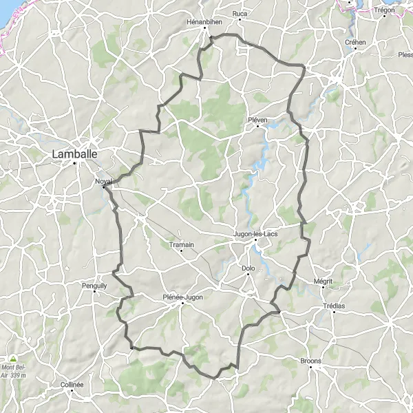 Map miniature of "Sévignac Challenge" cycling inspiration in Bretagne, France. Generated by Tarmacs.app cycling route planner