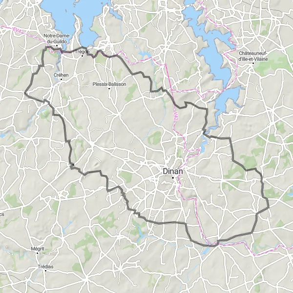 Miniature de la carte de l'inspiration cycliste "Aventure jusqu'à Saint-Maudez" dans la Bretagne, France. Générée par le planificateur d'itinéraire cycliste Tarmacs.app