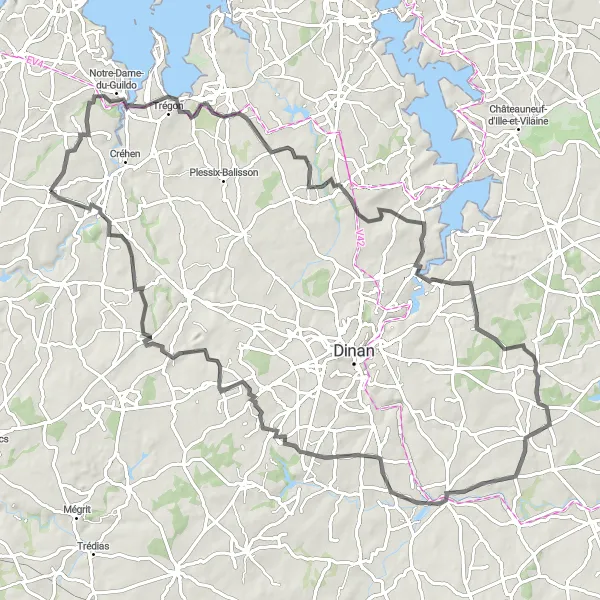 Map miniature of "Grandfather's View" cycling inspiration in Bretagne, France. Generated by Tarmacs.app cycling route planner