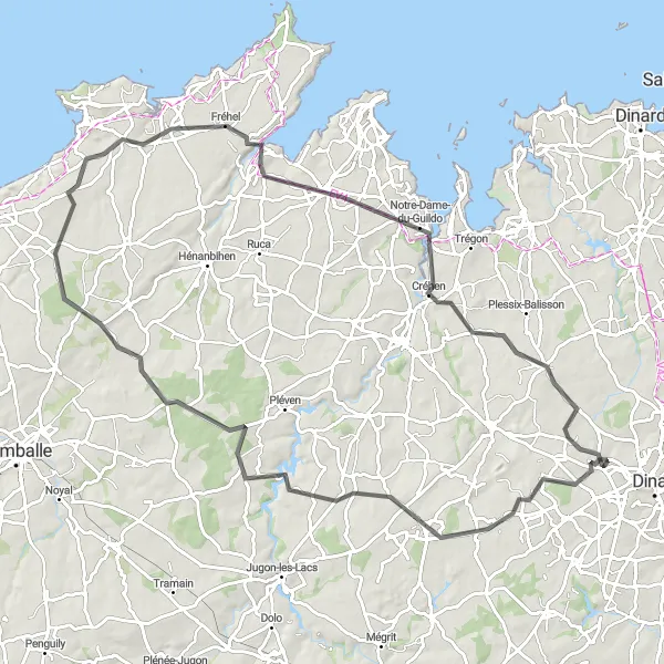 Map miniature of "Discover the Coastal Wonders from Quévert" cycling inspiration in Bretagne, France. Generated by Tarmacs.app cycling route planner