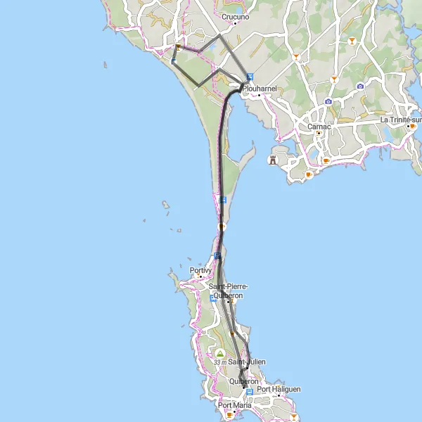 Map miniature of "The Coastal Loop" cycling inspiration in Bretagne, France. Generated by Tarmacs.app cycling route planner