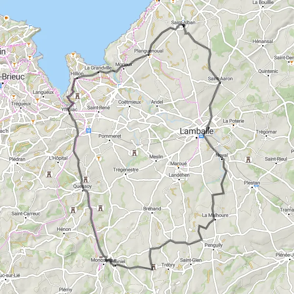 Map miniature of "The Coastal Loop" cycling inspiration in Bretagne, France. Generated by Tarmacs.app cycling route planner