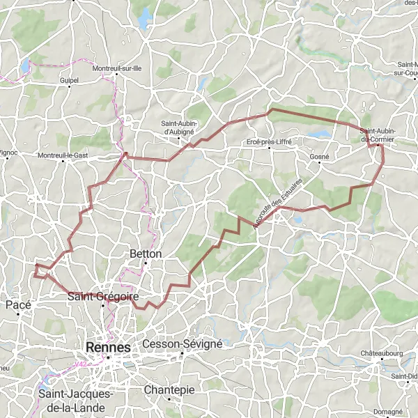 Map miniature of "Picturesque Landscapes" cycling inspiration in Bretagne, France. Generated by Tarmacs.app cycling route planner