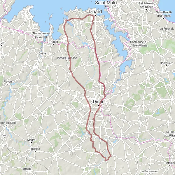 Map miniature of "Breton Gravel Adventure" cycling inspiration in Bretagne, France. Generated by Tarmacs.app cycling route planner