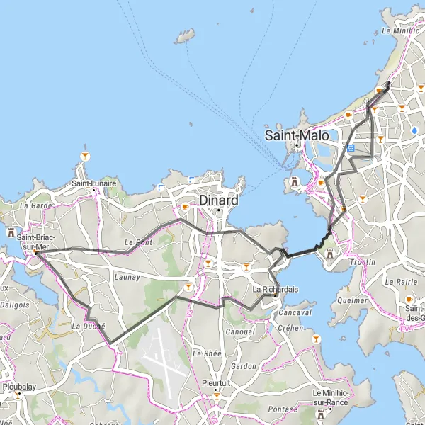Map miniature of "Coastal Delights Road Route" cycling inspiration in Bretagne, France. Generated by Tarmacs.app cycling route planner