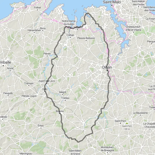 Map miniature of "Breton Charm Road Cycling Route" cycling inspiration in Bretagne, France. Generated by Tarmacs.app cycling route planner