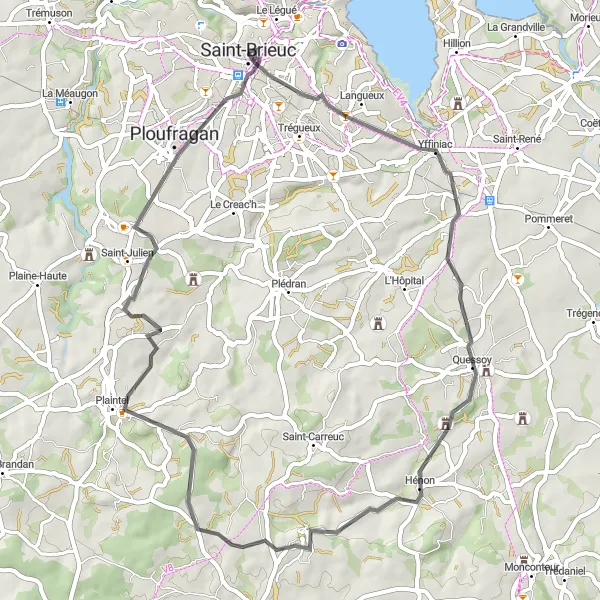 Map miniature of "Quessoy Circuit" cycling inspiration in Bretagne, France. Generated by Tarmacs.app cycling route planner