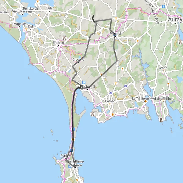 Map miniature of "Plouharnel Loop" cycling inspiration in Bretagne, France. Generated by Tarmacs.app cycling route planner