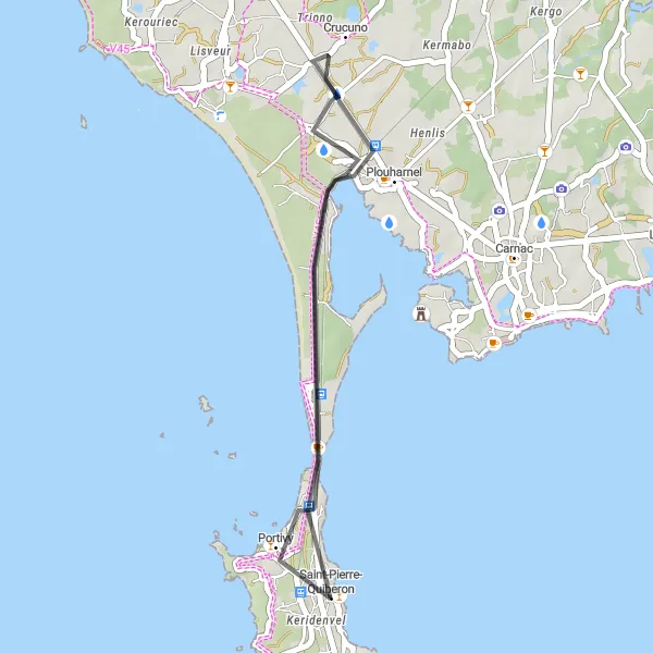 Map miniature of "Coastal Connection" cycling inspiration in Bretagne, France. Generated by Tarmacs.app cycling route planner