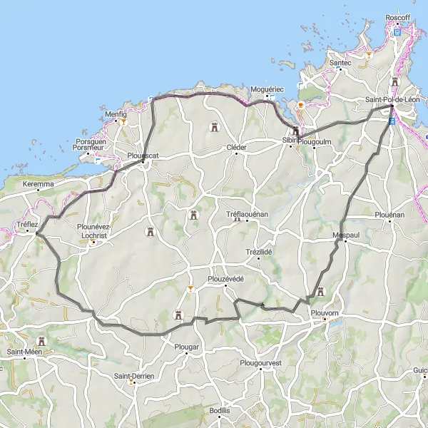 Map miniature of "Picturesque Road Cycling Route with Cultural Attractions" cycling inspiration in Bretagne, France. Generated by Tarmacs.app cycling route planner