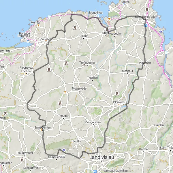 Map miniature of "Breathtaking Road Cycling Route with Scenic Views" cycling inspiration in Bretagne, France. Generated by Tarmacs.app cycling route planner