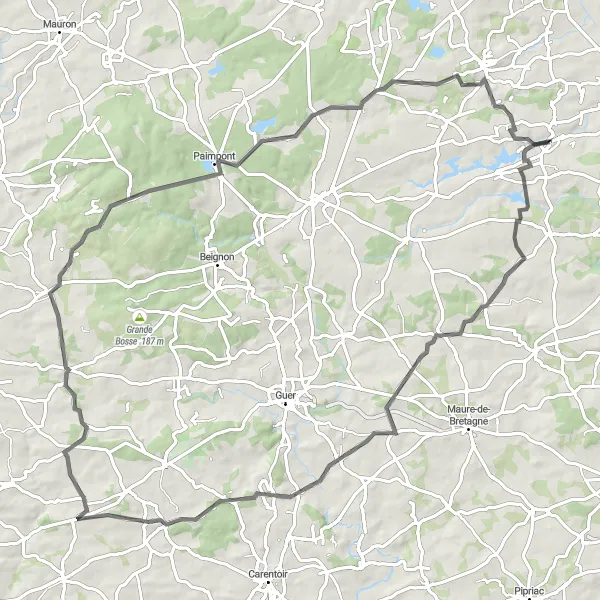 Miniature de la carte de l'inspiration cycliste "Boucle des Forêts enchantées" dans la Bretagne, France. Générée par le planificateur d'itinéraire cycliste Tarmacs.app
