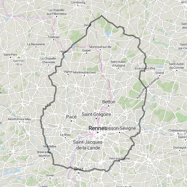 Miniature de la carte de l'inspiration cycliste "Aventure Bretonne" dans la Bretagne, France. Générée par le planificateur d'itinéraire cycliste Tarmacs.app
