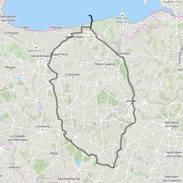 Map miniature of "Trémeheuc to Sens-de-Bretagne" cycling inspiration in Bretagne, France. Generated by Tarmacs.app cycling route planner