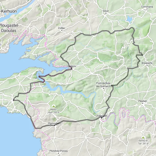 Map miniature of "Telgruc Aventure" cycling inspiration in Bretagne, France. Generated by Tarmacs.app cycling route planner