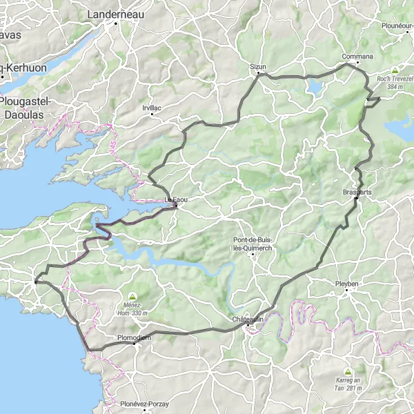 Map miniature of "Coastal Charm and Countryside Beauty" cycling inspiration in Bretagne, France. Generated by Tarmacs.app cycling route planner