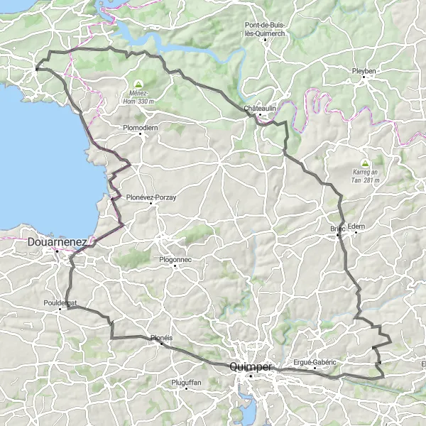 Map miniature of "Coastal Wonders and Scenic Landscapes" cycling inspiration in Bretagne, France. Generated by Tarmacs.app cycling route planner