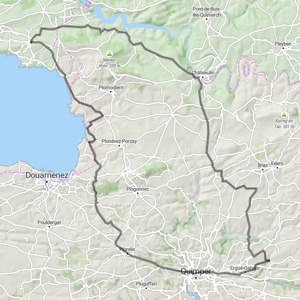 Map miniature of "Coastal Delights" cycling inspiration in Bretagne, France. Generated by Tarmacs.app cycling route planner