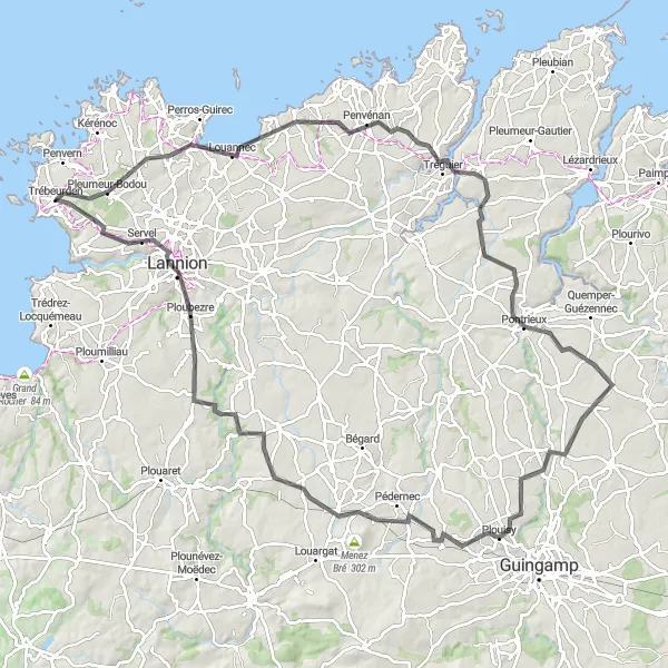 Map miniature of "Brittany Countryside Tour" cycling inspiration in Bretagne, France. Generated by Tarmacs.app cycling route planner