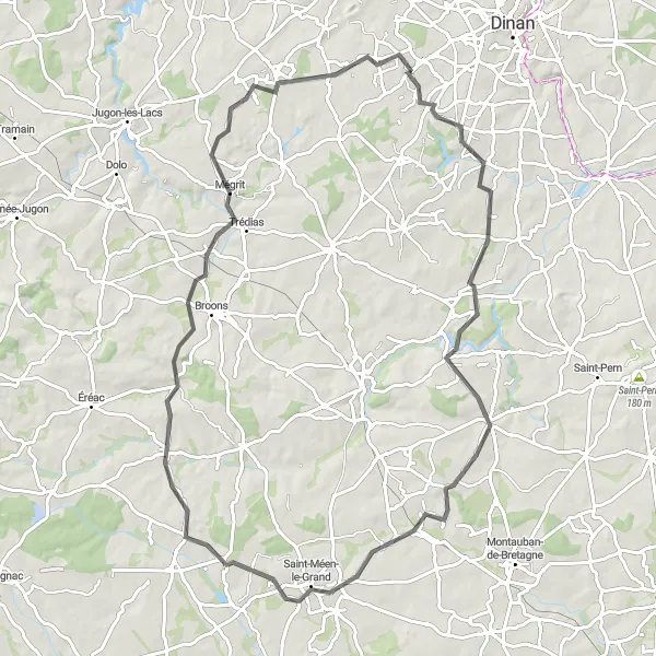 Miniature de la carte de l'inspiration cycliste "Escapade Bobital et Trédias" dans la Bretagne, France. Générée par le planificateur d'itinéraire cycliste Tarmacs.app