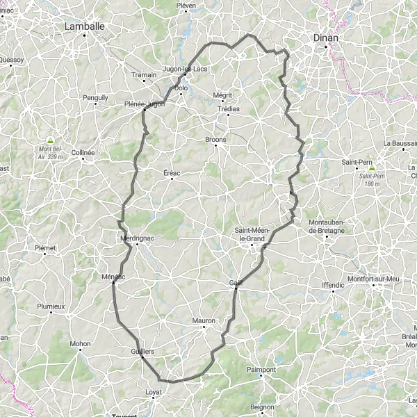 Miniature de la carte de l'inspiration cycliste "Le tour de Bretagne" dans la Bretagne, France. Générée par le planificateur d'itinéraire cycliste Tarmacs.app