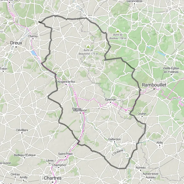 Map miniature of "Unforgiving Challenge" cycling inspiration in Centre — Val de Loire, France. Generated by Tarmacs.app cycling route planner