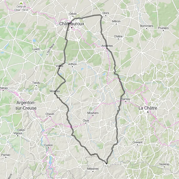 Map miniature of "The Heart of Berry" cycling inspiration in Centre — Val de Loire, France. Generated by Tarmacs.app cycling route planner